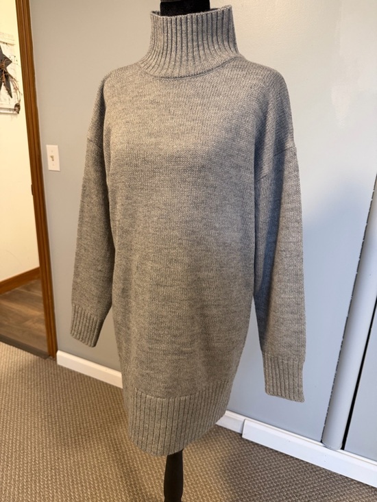 Zenana Outfitters Sweaters - Zenana Gray Turtleneck Sweater Dress Size S NWOT Cozy Knit